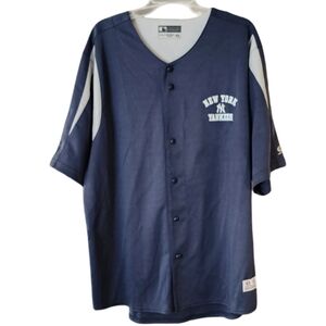 Y2K New York Yankees True‎ Fan MLB Button Front Jersey 2XL Navy